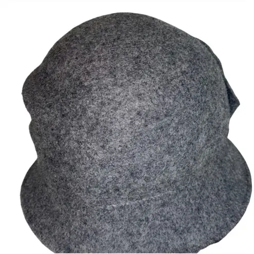 Fall/Winter Gray 100% Wool Ladies Cloche Women’s Bucket Hat Floral Rosette OS