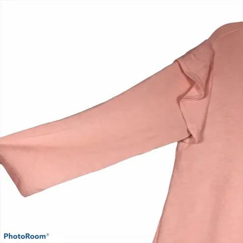 Bobeau  Peach Flutter Ruffle Long Sleeve Shirt-M