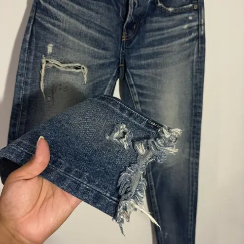 NWOT MOUSSY VINTAGE Kelley Tapered Distressed Jeans In Blue Size 24