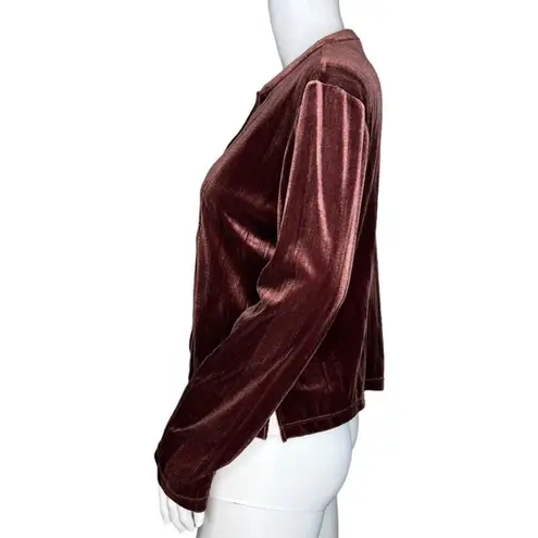 J Jill Cardigan Womens Small Petite Purple Velour Button Front Retro Bohemian