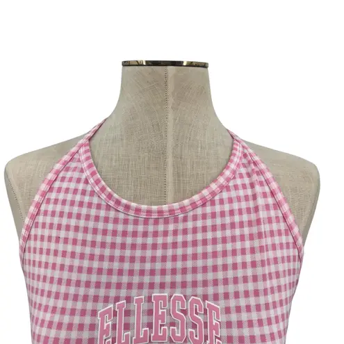 Ellesse Fonti Dress Mini Open Strappy Back Gingham Pink White Size US 10