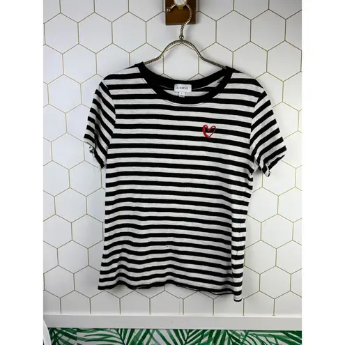 Evereve Striped Women's T-Shirt with Heart Detail - Size - Small