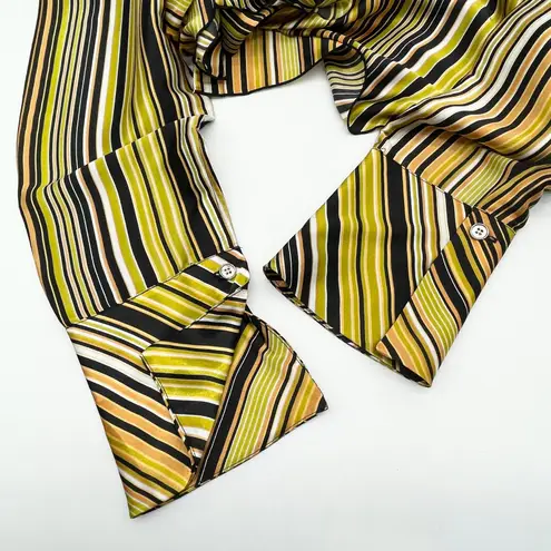 Bonnie Howard Womens Satin Top Size 20 Retro Mod Disco 70s Stripe Groovy Funky Yellow