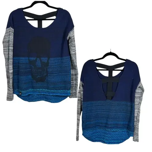 Metal Mulisha Skull Open Back Knit Sweater Size Medium