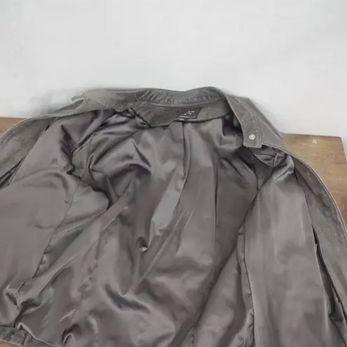 Isaac Mizrahi Live Suede Leather Cafe Racer Style Grey Jacket Size 6