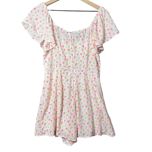 Trixxi  White Floral Romper Flutter Sleave Pleated Womens Size M - Image 2
