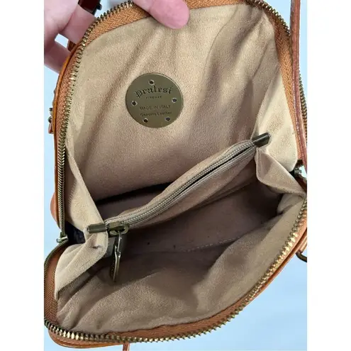 Pratesi Firenze Italian Made Leather Crossbody Purse 6x7 10oz Brown