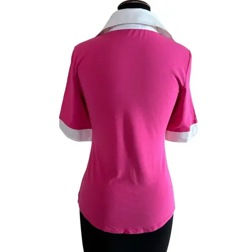 Cache  Pink Lace Up Front Ruched Bust Stretch Top New Rayon Spandex $88 NWT thumbnail 3