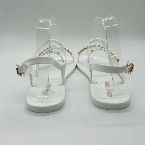 Olivia Miller Sandals Womens 7 White Studded Ankle Strap Sandal New