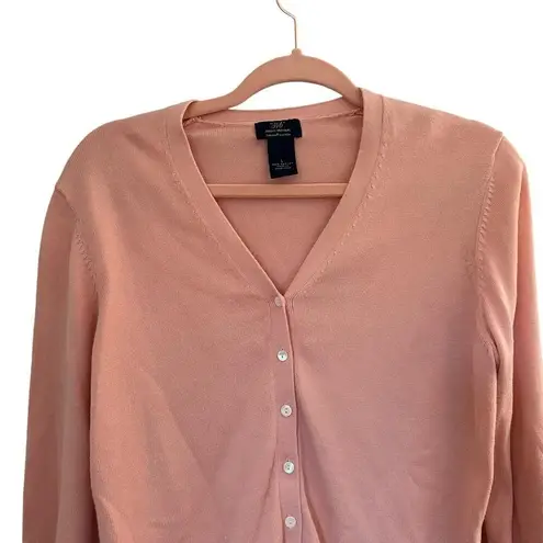 Brooks Brothers Y2K Preppy Classic Blush Pink Supima Cotton Fitted Cardigan L