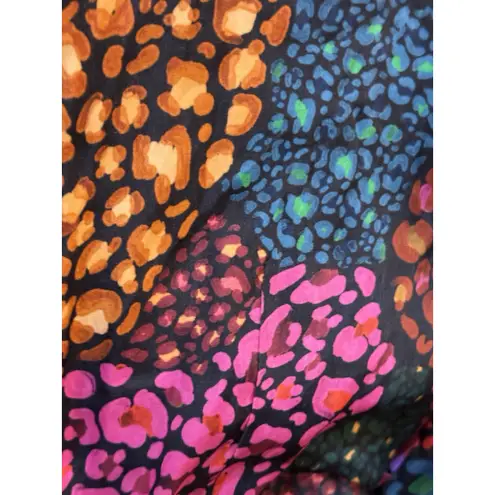 Farm Rio RAINBOW HEARTS LONG SLEEVE V-NECK MIDI DRESS Size Medium