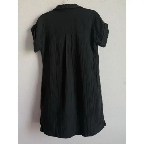 J. Crew Women’s Dress Size Small Black Crinkle Popover Collar Gauzy Relaxed