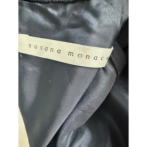 Susana Monaco Navy Wool Blend A Line Lattice Hem Dress by , Sz 4 (b48)