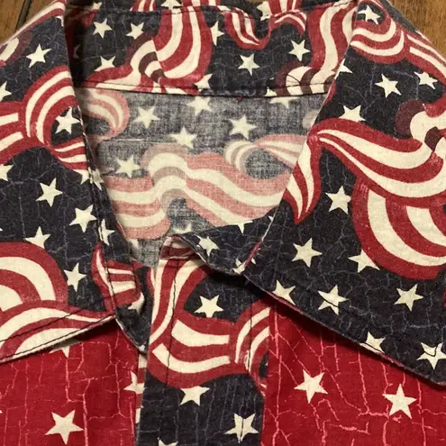 American Vintage Vintage women’s handmade snap button American Flag western shirt large