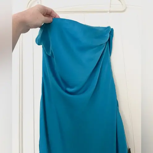 NWT Lulus Exquisite Excellence Turquoise Satin Strapless Maxi Dress Blue Size L - Image 5