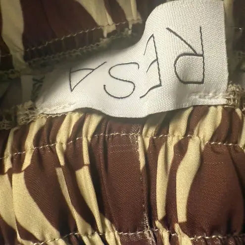 Resa Miley Coco Brown Wavy Print Shirt Wide Leg Pants Set Size S