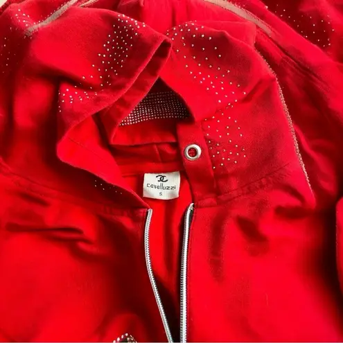 Vibrant Red Varsity Jacket with High Collar and Ribbed Details