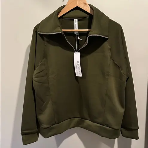 Dear Scarlett Large Olive Green Hamptons Quarter Zip Pullover NWT