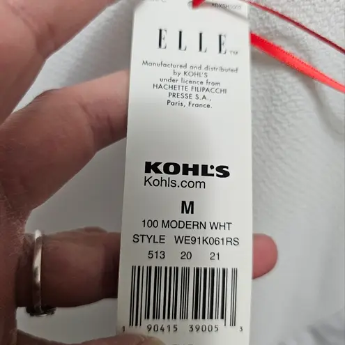 Elle White Scalloped Mixed Media Sleeveless Tank Size Medium