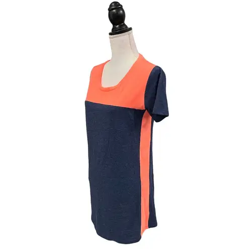 Zenana Outfitters Color Block Tee Dress Blue Neon Orange S