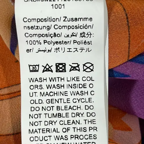 GOMORN FLORAL TROPICAL SHEER WOMEN BLOUSE BUTTON UP LANTERN SLEEVE M MULTICOLOR Size M