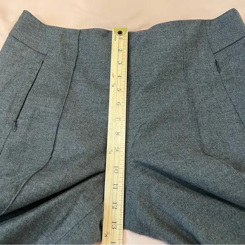 Escada Flannel Ponte Knit Virgin Wool Cashmere Blend Side Zip Tapered Leg Pants Gray Size L
