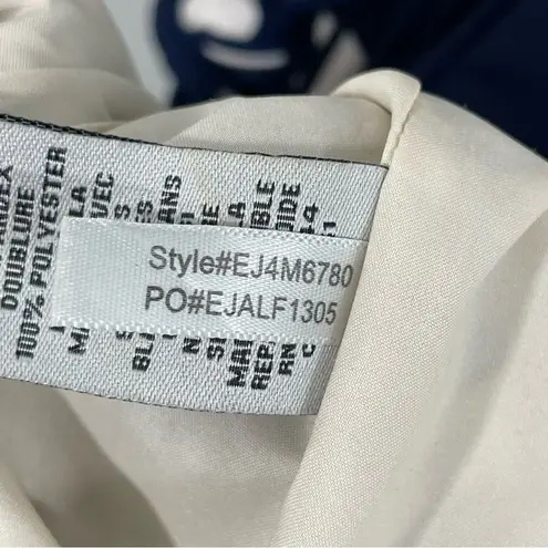 Eliza J Faux Wrap Navy Blue Cream Polkadot Dress Size 6 Sleeveless