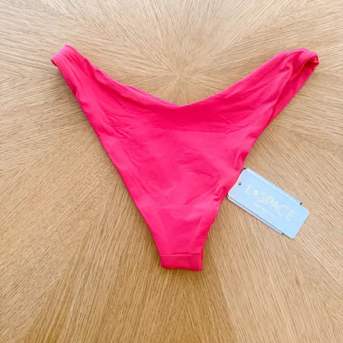 L Space Bikini Bottom Womens Medium Pink Cabana Barbiecore Swimwear Beach Retro