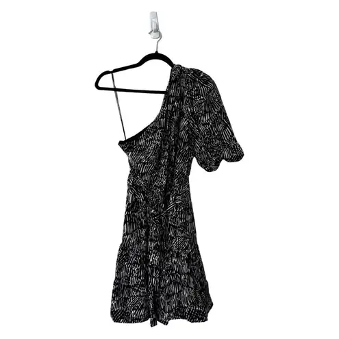 NWT JONATHAN SIMKHAI Swim One Shoulder Printed Swim Mini Dress Black White M Size M