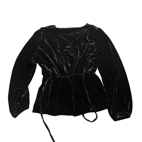 J.Crew  Faux-Wrap‎ Shirt Drapey Black Velvet Petite Womens 10 Dress Top Brand New