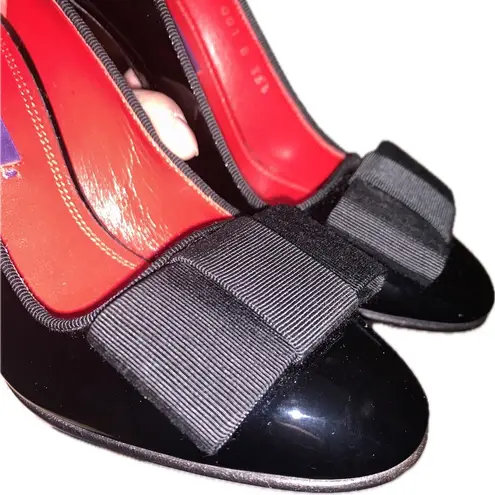 Ralph Lauren Purple Label Mallorie Black Patent Leather Bow Pumps Heels 35.5B Size undefined