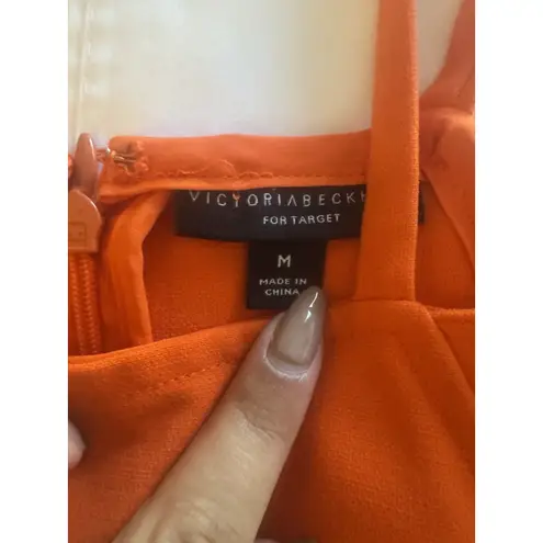 Victoria Beckham x Target Orange Romper Scalloped Shorts Tie Waist Chic Medium - Image 2