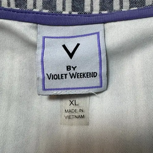 Violet Weekend Chambray Stripe Button Front Midi Dress XL Blue White