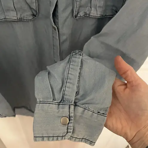 Stoosh Vintage Denim Button Up Top Women’s M Long Sleeve Western Cowgirl Shirt