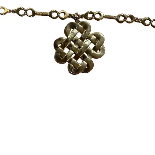 Vintage Gold Tone Woven Celtic Knot Pendent Statement Necklace Gold