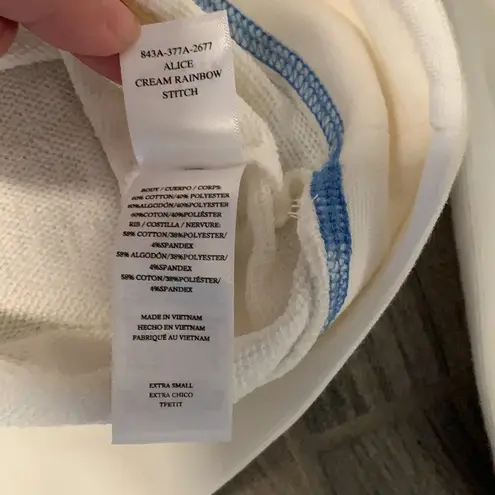 Rails Alice cream rainbow stitch crew sweater