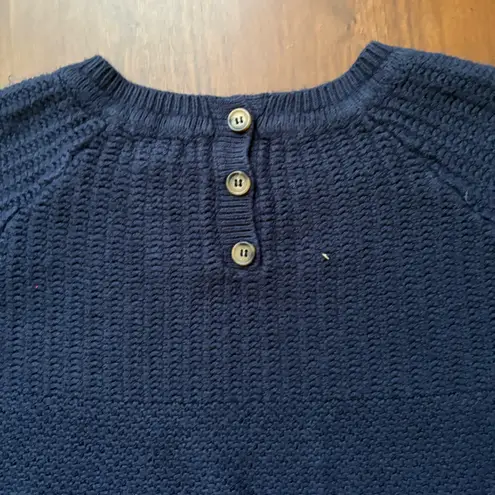 Fat Face Dark Blue Woven Knit Sweater with Buttons Women's 14 Plus Size