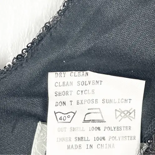 Christina Wu Black Sequin V-Neck Sleeveless Hidden Back Zipper Dress, Size 2