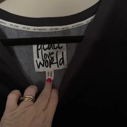 Peace Love World Garment Dyed Velvet Pullover Top Onyx Woman’s Size 2XS V Neck