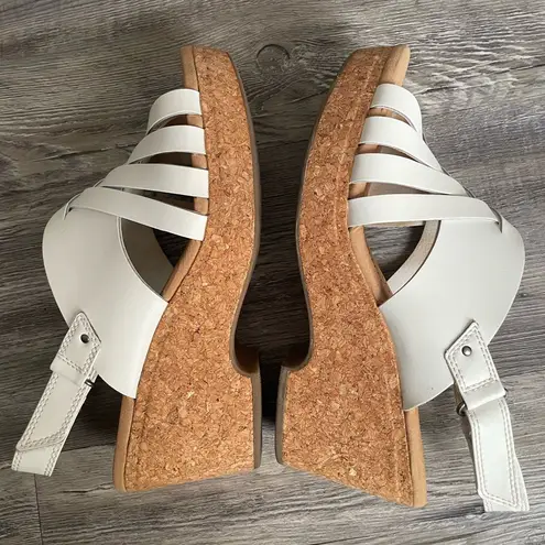 Elegant White Cork Wedge Sandals Size 11