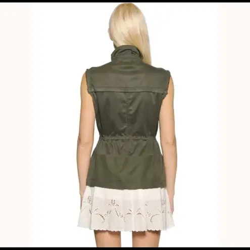 The Kooples - Olive Drab Green Stretch Tencel Field Vest - XXS