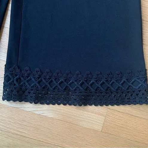 NWT LE GALI Crochet Lace Trim Cropped Wide Leg Lyle Pants Size Small Boho Hippie Black