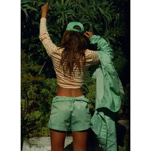 NWT Sporty & Rich Good Health Nylon Women’s Short Thyme/White L Lounge Relaxed Green Size L