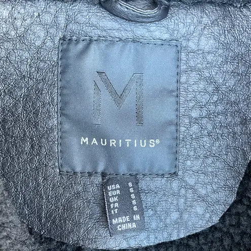 Mauritius Alexia Faux leather shearling biker jacket with zipper detail hood S