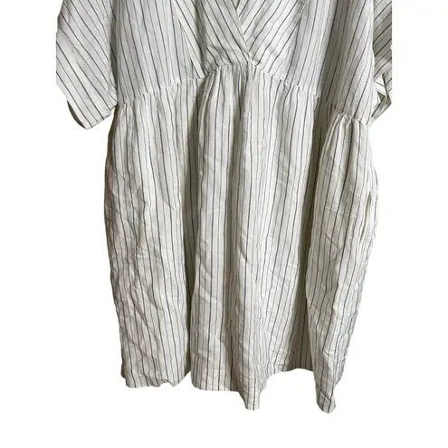 Madewell  Plus Linen-Blend V-Neck Dolman-Sleeve Mini Dress in Stripe Womans 3X
