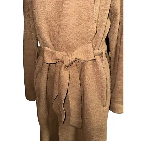 Moth Anthropologie Brown Wool Blend Long Sleeve Belted Womens Coat Size Sure Tan