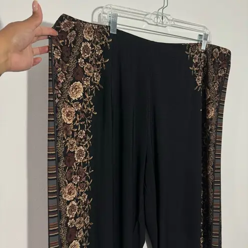 Susan Graver NEW Regular Printed Liquid Knit Pull-On Pants Black/Neutral Size 2X