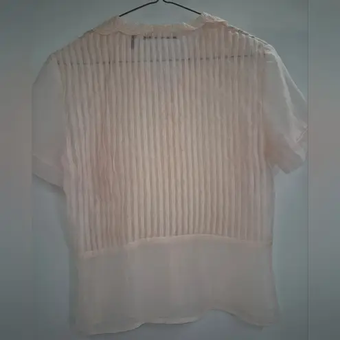 Nic+Zoe Y2K 90s boho artsy girly blush coquette pink Embrioded and Pleated Blouse smal