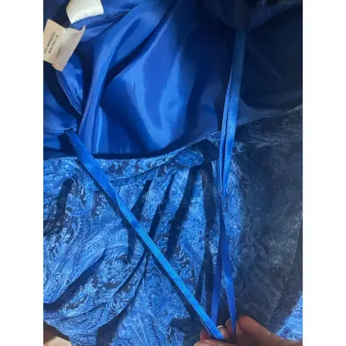 Jones Wear Dress Multiplayer Ruffled Blue Sleeveless Maxi Dress sz 10 hippie