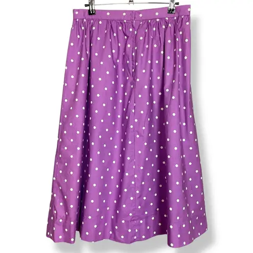Handmade Polka Dot Skirt Purple White A-Line Retro Midi Women Colorful Playful
